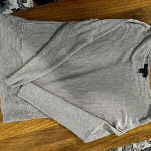 Gray Sweater with Ribbed Details